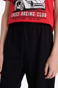 DeFacto 100% Cotton Printed Elastic Waist Pajama Set Boy - Image 5