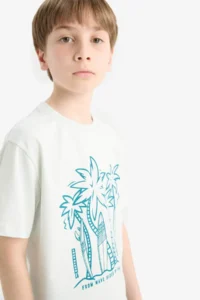 DeFacto 100% Cotton Printed Elastic Waist Pajama Set Boy - Image 5