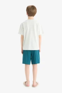 DeFacto 100% Cotton Printed Elastic Waist Pajama Set Boy - Image 8