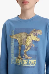 DeFacto 100% Cotton Dinosaur Printed Elastic Waist Pajama Set for Boys - Image 5