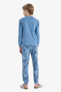 DeFacto 100% Cotton Dinosaur Printed Elastic Waist Pajama Set for Boys - Image 7