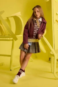 DeFacto New Season Girls' Elastic Waist Plaid Pleated School Skirt