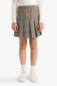DeFacto New Season Girls' Elastic Waist Plaid Pleated School Skirt - Image 6
