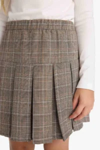 DeFacto New Season Girls' Elastic Waist Plaid Pleated School Skirt - Image 7