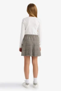 DeFacto New Season Girls' Elastic Waist Plaid Pleated School Skirt - Image 8