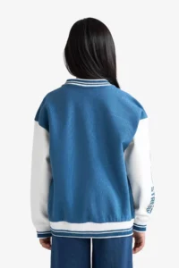 DeFacto College Collar Printed Bomber Jacket Girls - Image 6