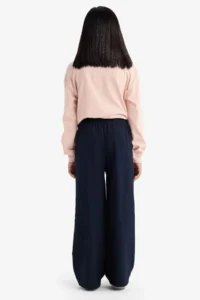 DeFacto Wide Leg Wide Leg Navy Blue Girls' Trousers F2257A8/NV235 - Image 4