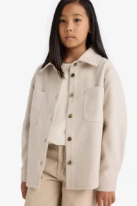 DeFacto Long Sleeve Snap Fastener Shirt Jacket Girls - Image 3
