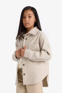 DeFacto Long Sleeve Snap Fastener Shirt Jacket Girls - Image 4