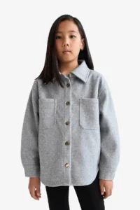 DeFacto Long Sleeve Snap Fastener Shirt Jacket Girls