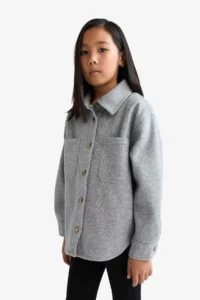 DeFacto Long Sleeve Snap Fastener Shirt Jacket Girls - Image 3