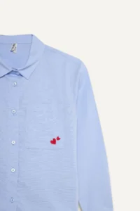 DeFacto Oversize Wide Fit Oxford Blue Girls' Shirt F2274A8/BE213 - Image 2