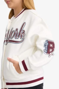 DeFacto Printed College Collar Bomber Jacket Girls - Image 5