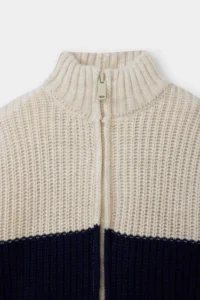 DeFacto Color Blocked Stand Collar Zippered Knitwear Stone Baby Boy Cardigan F2350A5/ER42 - Image 2