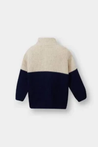 DeFacto Color Blocked Stand Collar Zippered Knitwear Stone Baby Boy Cardigan F2350A5/ER42 - Image 3
