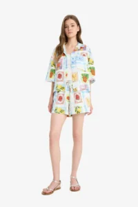 DeFacto A Cut Normal Waist Short Leg Flared Cotton Shorts - Image 2