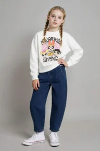 DeFacto Balloon Fit Wide Leg Jean Trousers Girls - Image 3