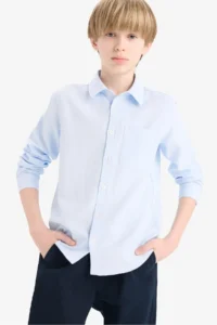 DeFacto Polo Neck Oxford Long Sleeve Shirt Boy
