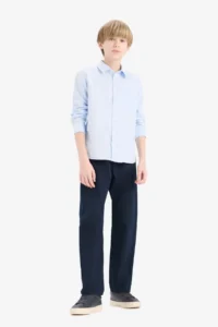 DeFacto Polo Neck Oxford Long Sleeve Shirt Boy - Image 2