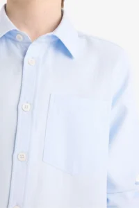 DeFacto Polo Neck Oxford Long Sleeve Shirt Boy - Image 5