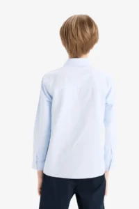 DeFacto Polo Neck Oxford Long Sleeve Shirt Boy - Image 6