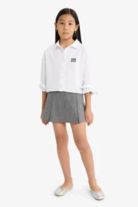 DeFacto Elastic Waist Poplin Shorts Skirt Girl - Image 4
