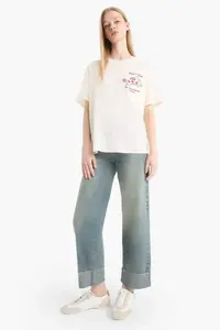DeFacto Oversize Wide Fit Crew Neck Back Printed Short Sleeve T-Shirt - Image 6