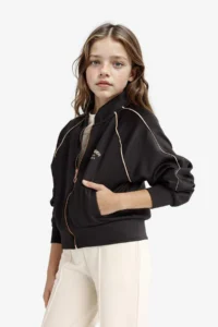 DeFacto Printed Crew Neck Scuba Diving Fabric Zipper Cardigan Girl Child - Image 7