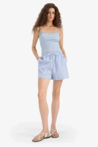 DeFacto A-Line Gingham Pocketed Normal Waist Shorts - Image 2