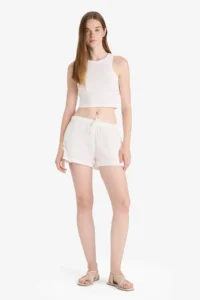 DeFacto 100% Cotton A-Line Normal Waist Muslin Shorts