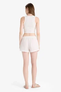 DeFacto 100% Cotton A-Line Normal Waist Muslin Shorts - Image 6
