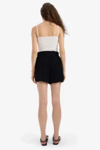 DeFacto Normal Waist Elastic Pocket Crinkle Viscose Shorts - Image 7