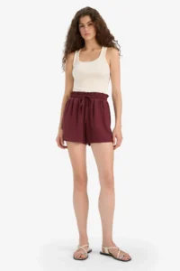 DeFacto Normal Waist Elastic Pocket Crinkle Viscose Shorts