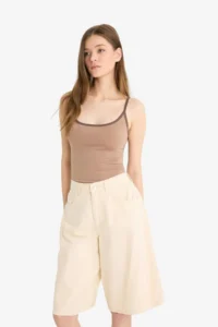 DeFacto 100% Cotton Normal Waist Short Leg Gabardine Bermuda Shorts - Image 4