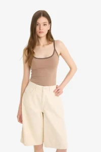 DeFacto 100% Cotton Normal Waist Short Leg Gabardine Bermuda Shorts - Image 5