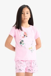 DeFacto 100% Cotton PowerPuff Girls Pajamas Set with Elastic Waistband for Girls - Image 4