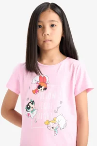 DeFacto 100% Cotton PowerPuff Girls Pajamas Set with Elastic Waistband for Girls - Image 5