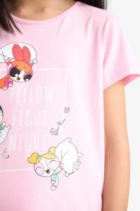 DeFacto 100% Cotton PowerPuff Girls Pajamas Set with Elastic Waistband for Girls - Image 6