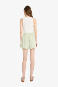 DeFacto Regular Waist Elastic Pocket Linen Blend White Shorts - Image 7