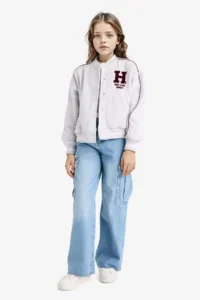 DeFacto College Collar Back Printed Bomber Jacket Girls - Image 2