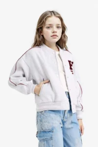 DeFacto College Collar Back Printed Bomber Jacket Girls - Image 4