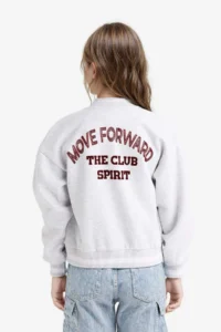 DeFacto College Collar Back Printed Bomber Jacket Girls - Image 6