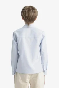 DeFacto Polo Neck Oxford Long Sleeve School Shirt for Boys - Image 8