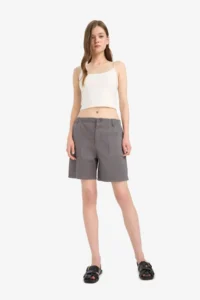 DeFacto 100% Cotton Regular Waist Gabardine Shorts