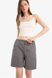 DeFacto 100% Cotton Regular Waist Gabardine Shorts - Image 4