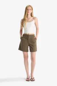 DeFacto 100% Cotton Regular Waist Gabardine Shorts