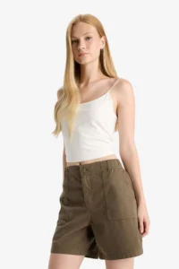 DeFacto 100% Cotton Regular Waist Gabardine Shorts - Image 4