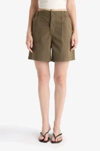 DeFacto 100% Cotton Regular Waist Gabardine Shorts - Image 5