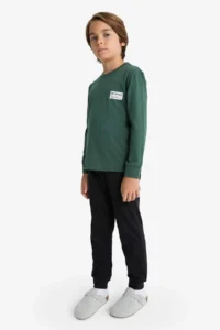 DeFacto Pajama Set Printed Long Sleeve Top Long Bottom Boy Child - Image 2