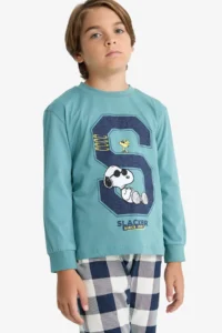 DeFacto Snoopy Pajama Set Long Sleeve Top Long Bottom Boy Child - Image 3